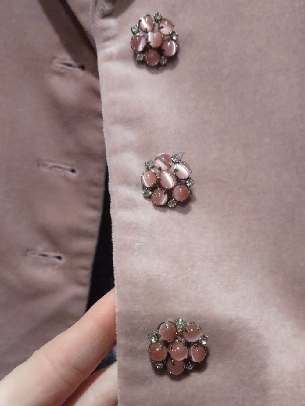 Tahari Pink, Mauve Velvet Blazer Jacket with Shawl Lapel Fancy Buttons 10 - Picture 2 of 8